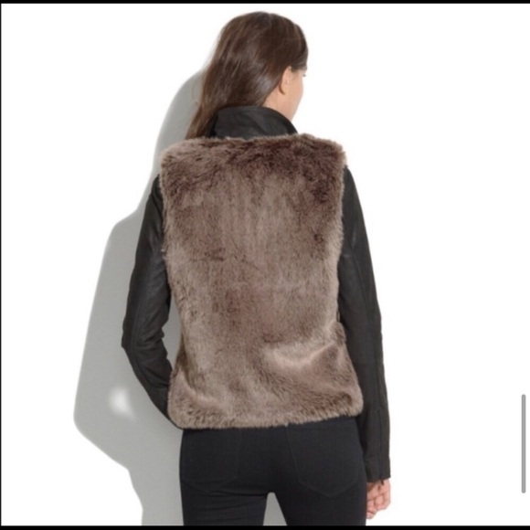 Madewell Brown and Black Fur Vest Jacket - Picture 2 of 4